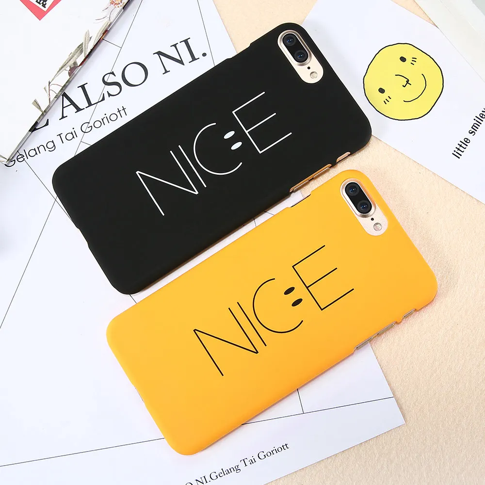 KISSCASE Simple Patterned Cases For iPhone 6S 6 7 8 Cover Cool Word Smiley PC Phone Shell Plus Capa |