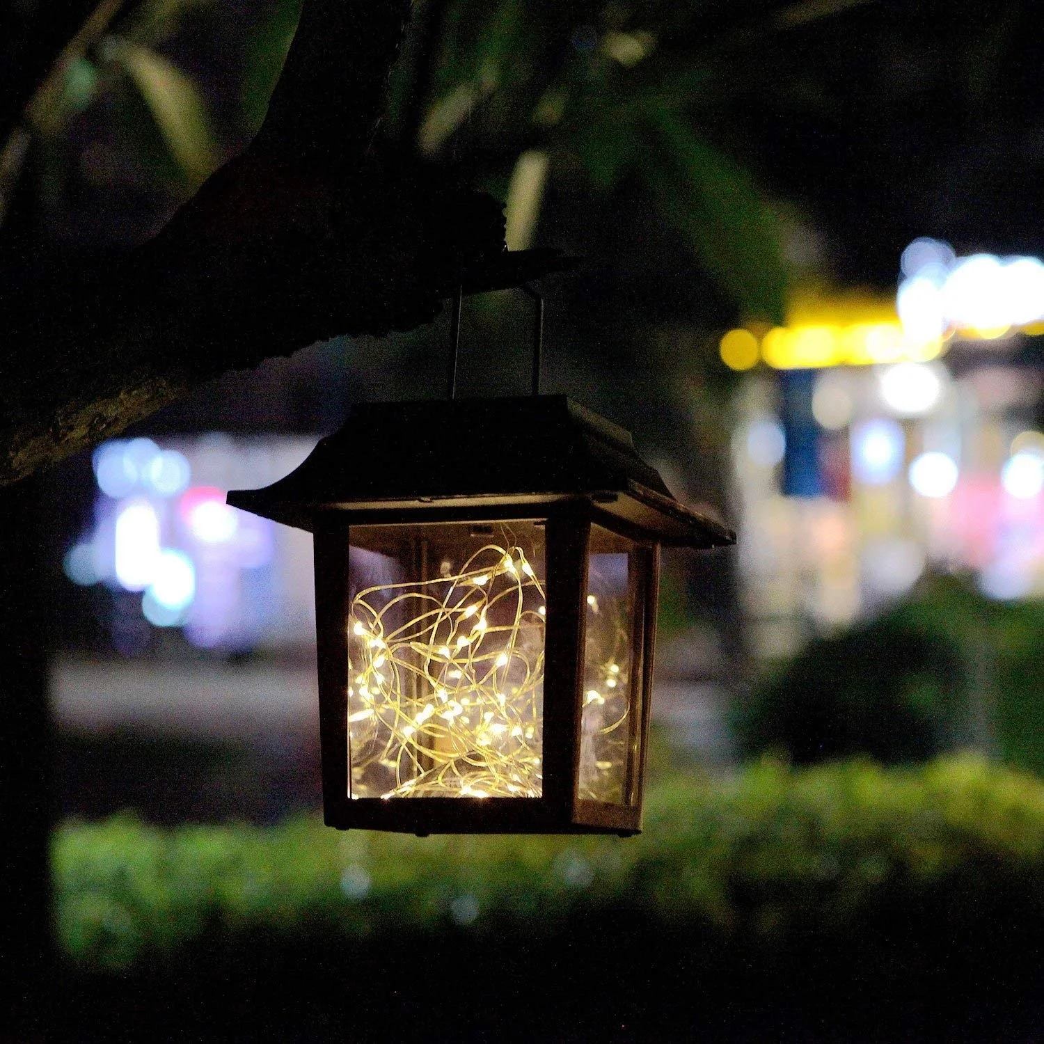 Солнечный фонарь с ручкой и 30 теплых белых светодиодов Лампа для газона Патио