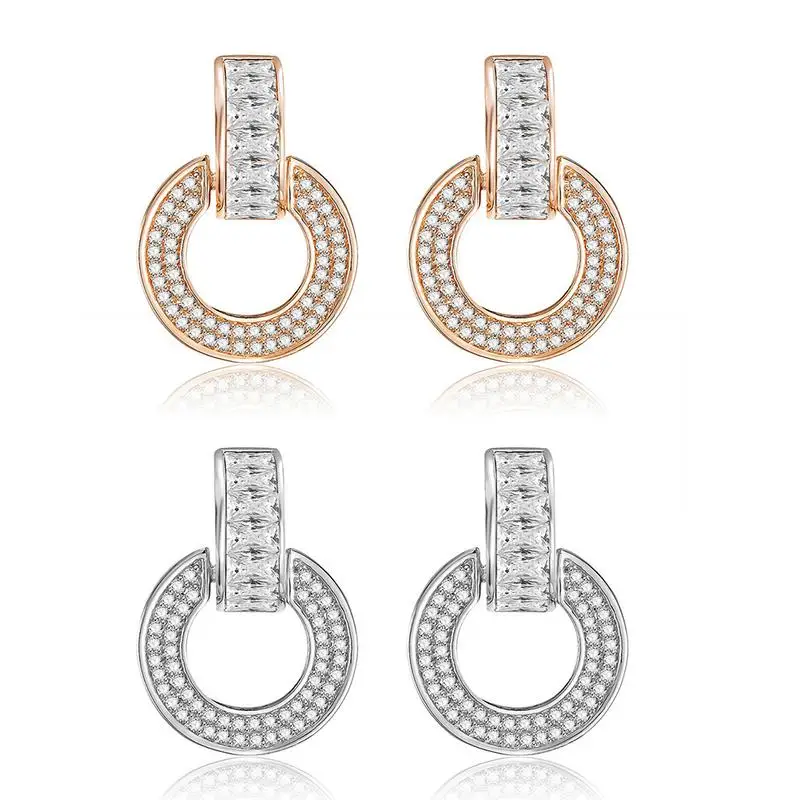 

Женские Новые Простые индивидуальные квадратные круглые переплетенные циркониевые серьги мода диких серьги горячая Распродажа 2019