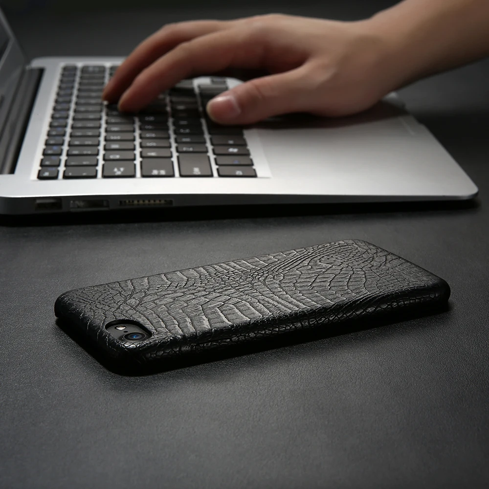 KISSCASE деловой кожаный чехол для iPhone 7 8 Plus Роскошный телефона с узором крокодила ПУ
