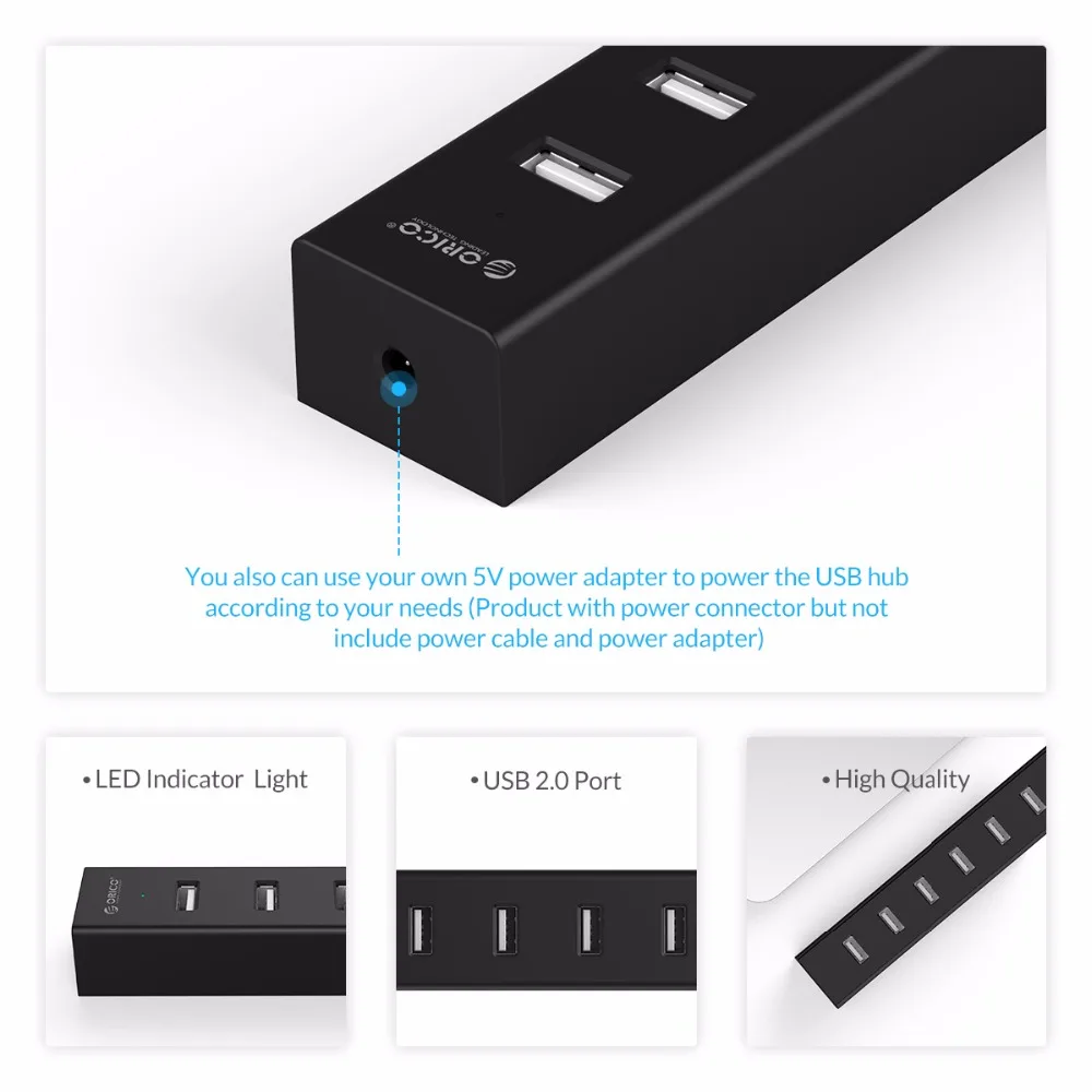 ORICO usb хаб Мульти 7 портов USB 2 0 Разветвитель переключатель с 30 см кабель для
