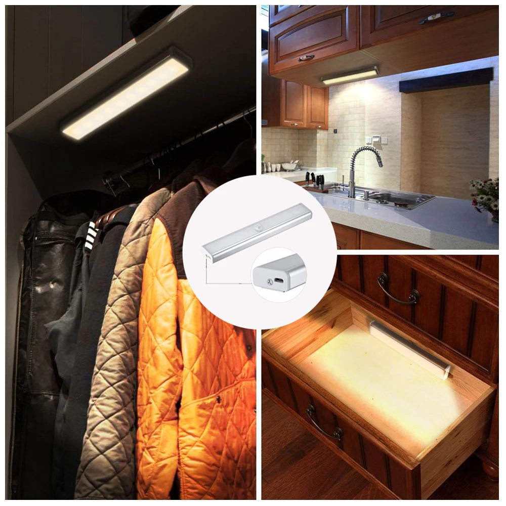 

PIR Motion Sensor Light Night Lamp LED Stair Light 10 LEDs Night Light Useful Lighting for Wardrobe Cupboard Closet Kitchen