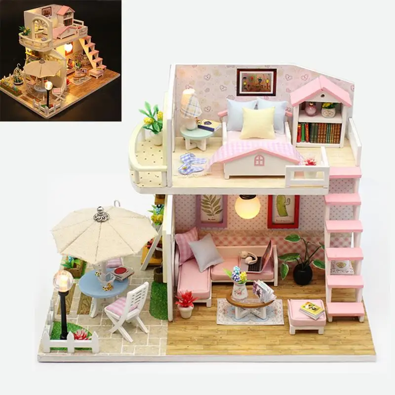 Рождественские подарки миниатюрный Diy Puzzle кукольный домик Модель деревянная