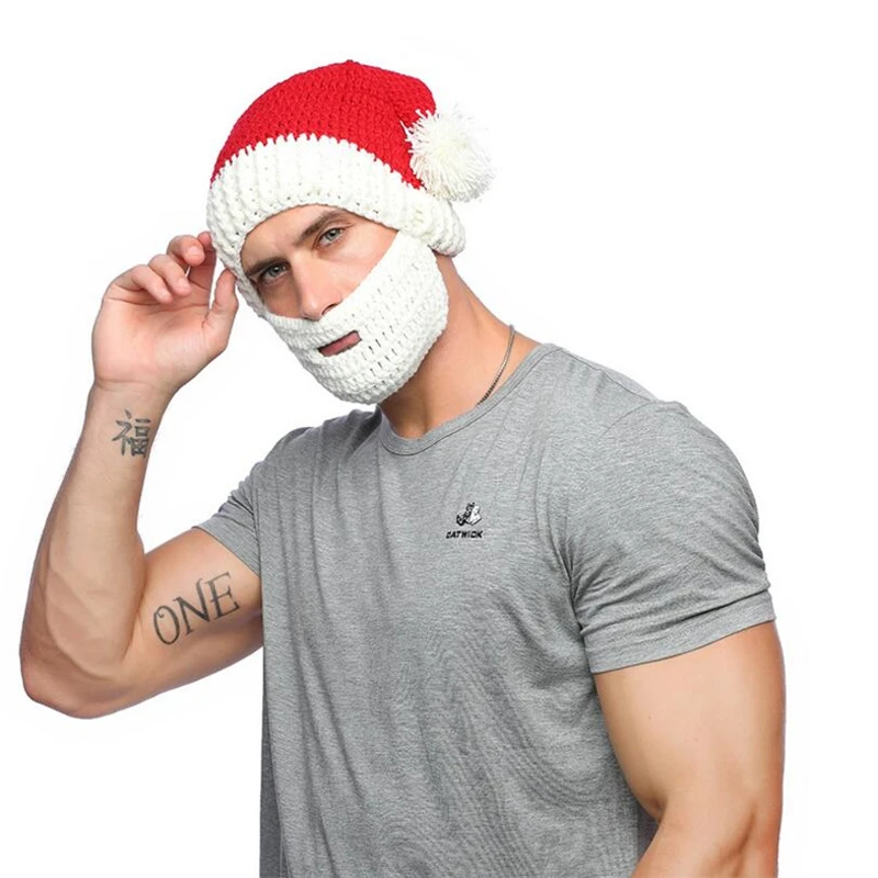 IANLAN Unisex Halloween/Christmas Funny Santa Claus Hats Winter Casual Caps Beard Style Mask Beanies for Men Women IL00197 | Аксессуары