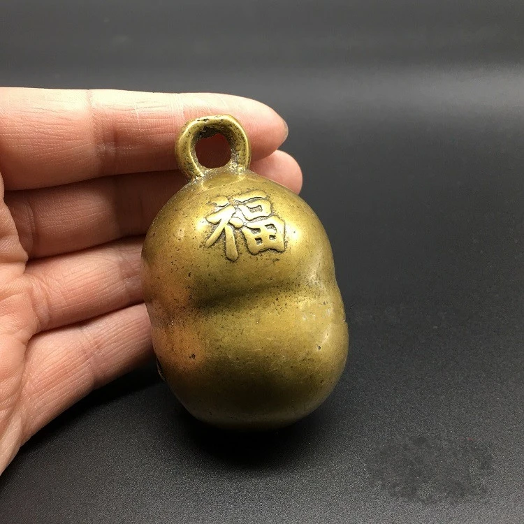 Сборная китайская латунная резная Фуко благословение слово Тыква колокольчик