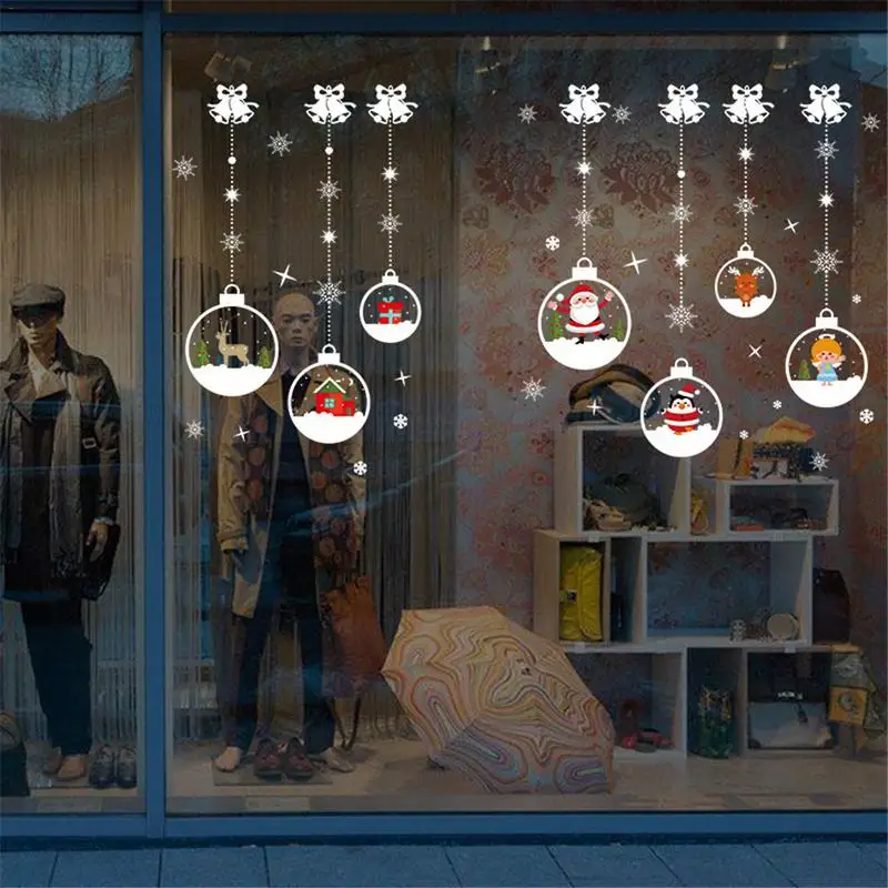 

Christmas Crystal Ball Chain Pattern Self-adhesive Living Room Bedroom Wall Sticker Wall Art Home Decor Christmas Decoration