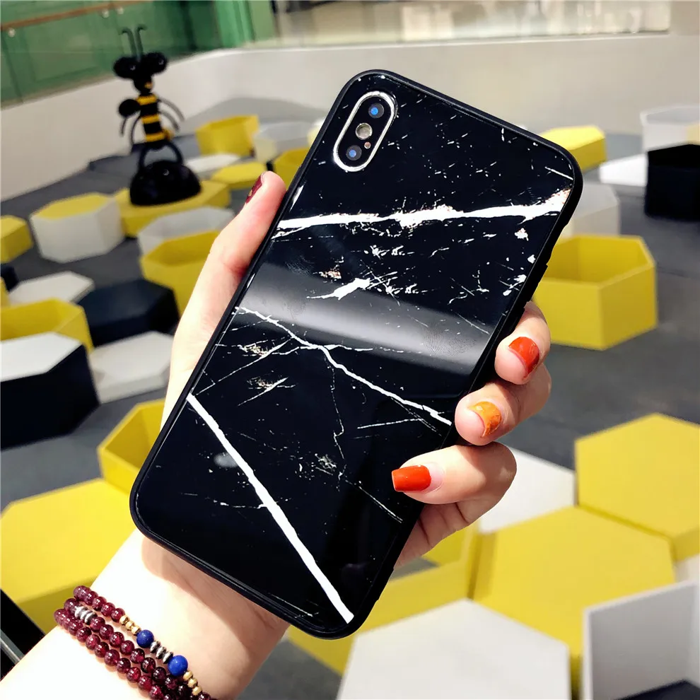 KISSCASE мраморный простой чехол для телефона iPhone X XS 7 8 6 6S Plus стеклянный задняя