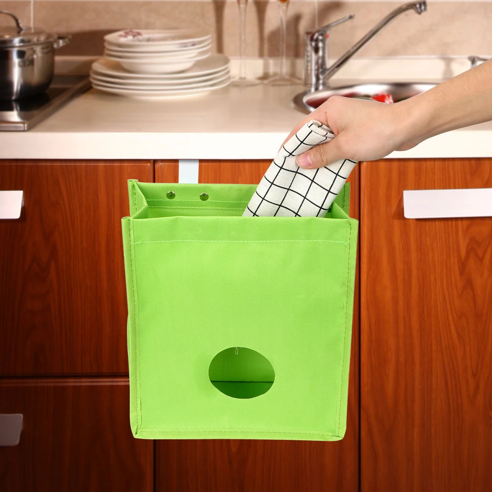 

HILIFE Oxford Hanging Storage Bag Kitchen Organizer Holder Pouch Trash Rack Storage Cabinet Hanging Extract Trash Bags