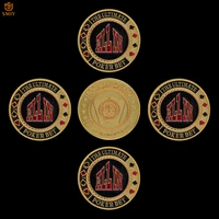 5pcs casino ultimate bet all in gold plated poker card guard lucky chip commemorative challenge token coin collectibles
