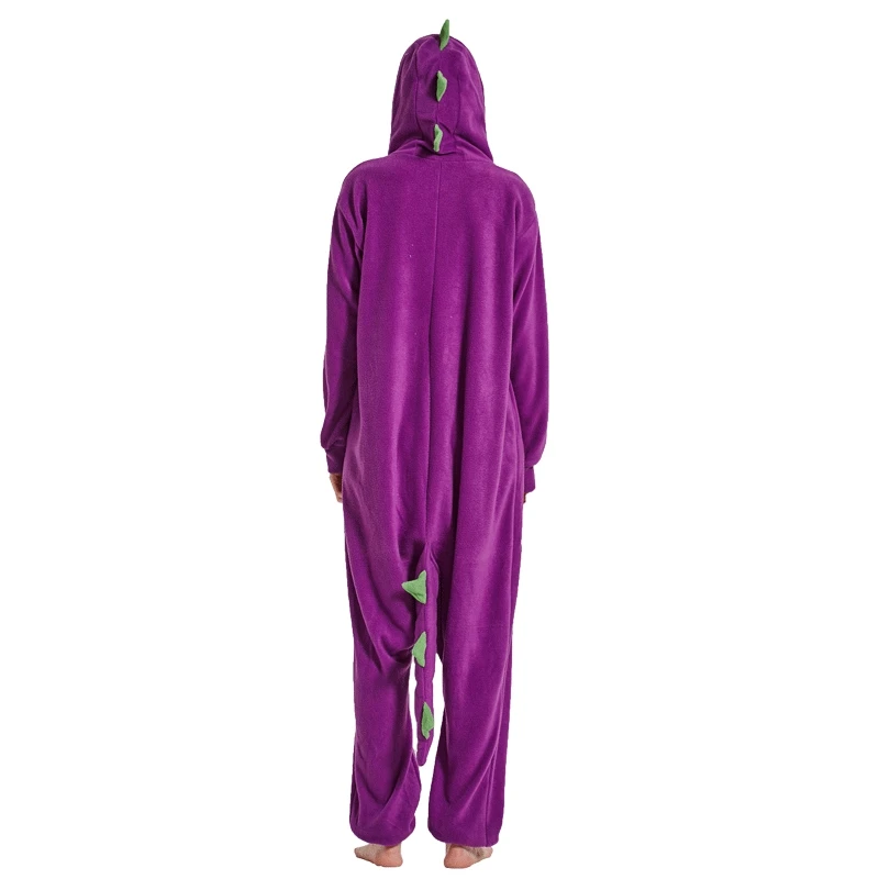 2018 Dropship New Autumn spring winter fleece women Purple colorful dragon animal pajamas cartoon sleepwear high quality adult |