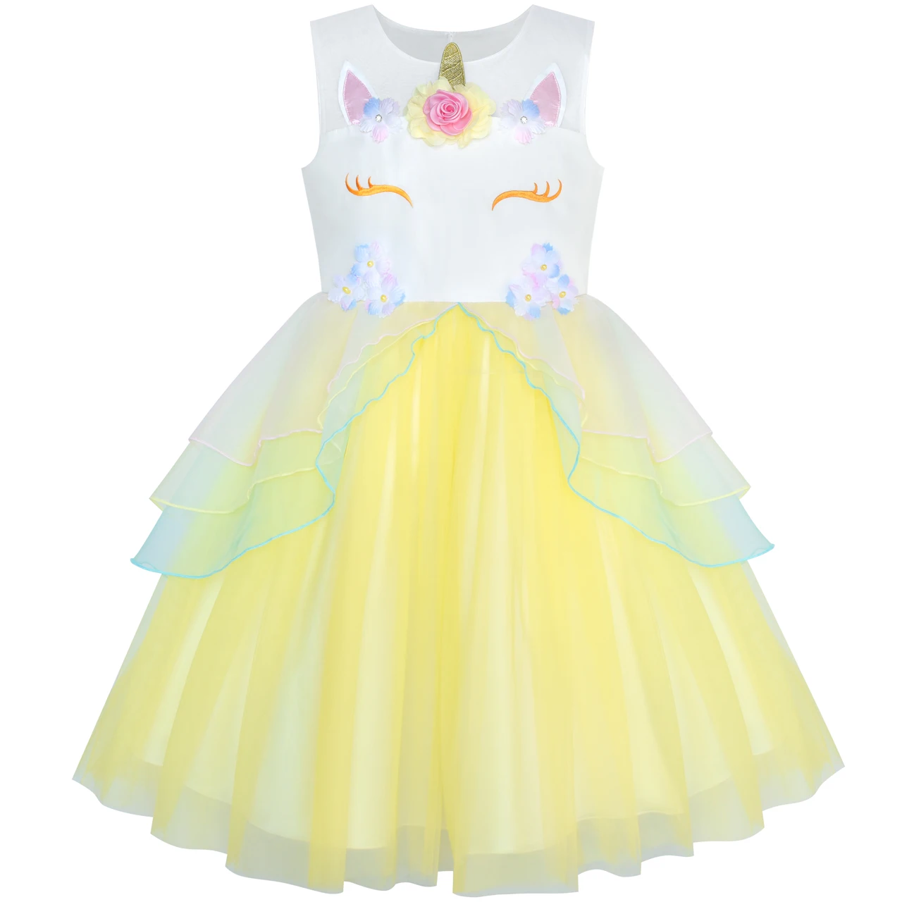 Sunny Fashion платья для девочек платье Румянец Розовый единорог Костюм Косплей