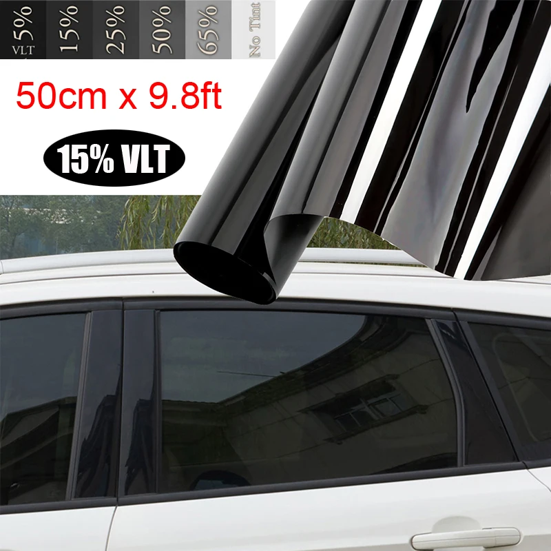 Тонировочная пленка для автомобильного стекла 50*300 см 15% черная Солнцезащитная