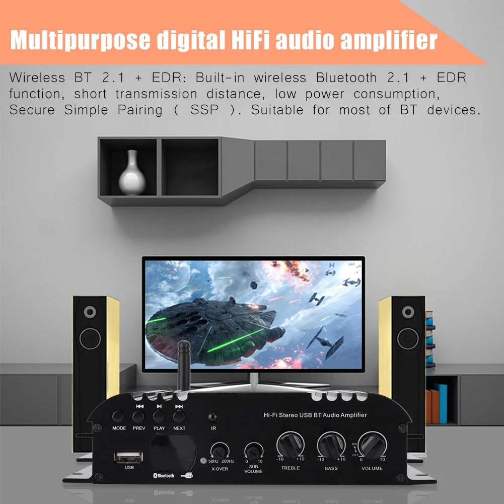 Горячий ламповый усилитель BT 2 1 цифровой мощности Hi-Fi аудио стерео (ЕС вилка 110-240