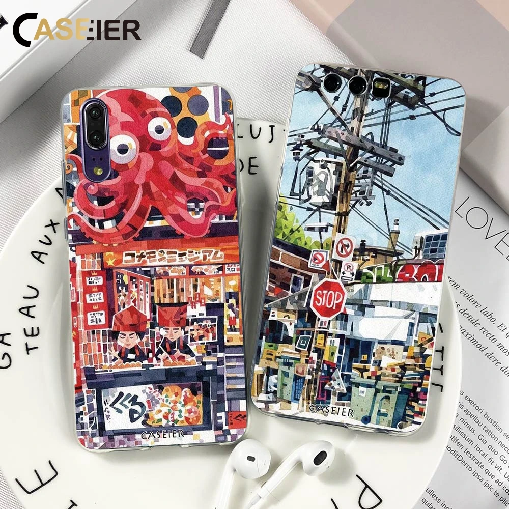 CASEIER Модный чехол для телефона Huawei Honor 8 9 10 Lite японский мультяшный элемент P10 P8 P9 P20