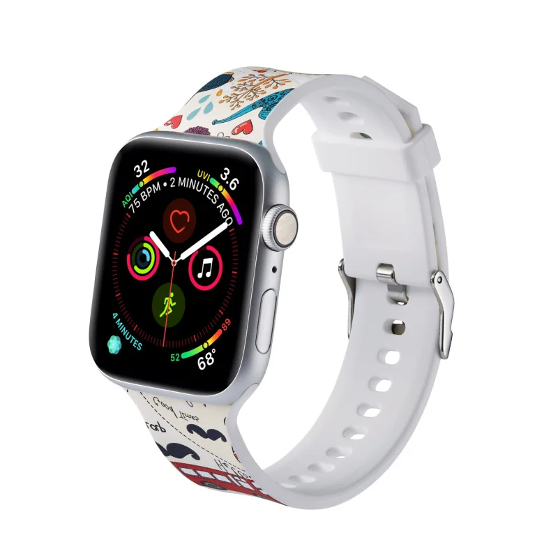Ремешок силиконовый спортивный для Apple Watch 5 4 3 2 1 мягкий мультяшный браслет с