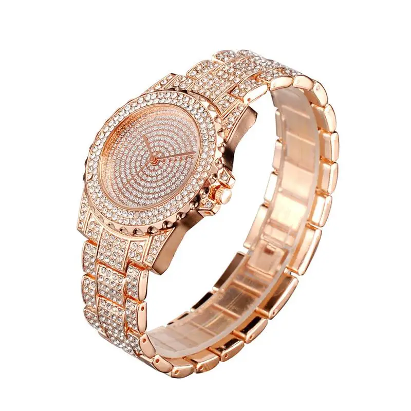 Женские часы с яркими украшениями Bling Серебристые Роскошные Аналоговые