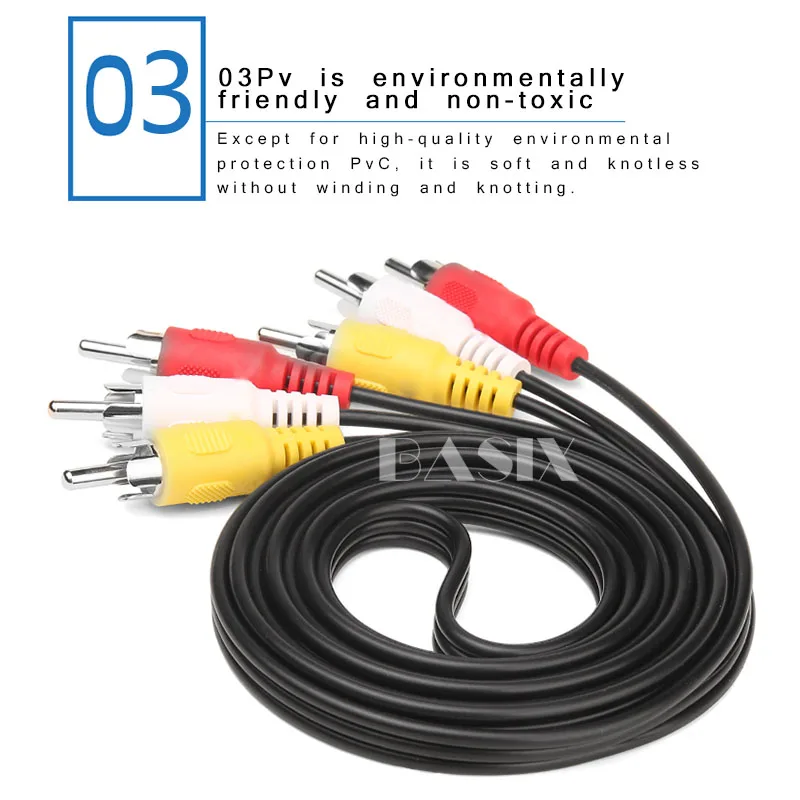 Аудио-видео кабель Basix 1 5 м 3 RCA к 3RCA штекер Композитный Аудио Видео AV провод для DVD TV