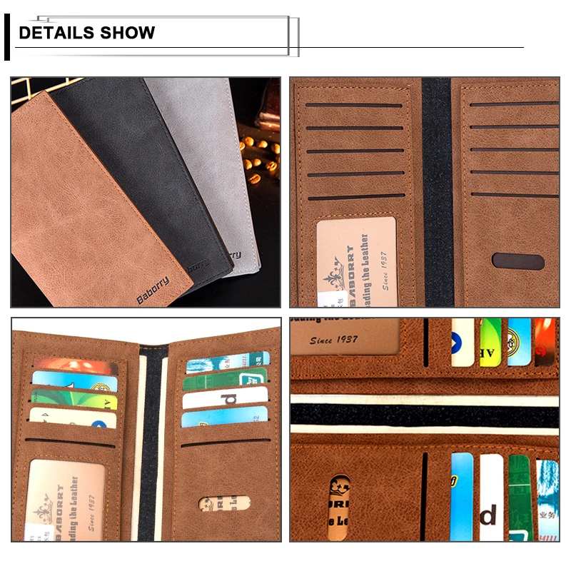 Супер тонкий двойной мужской кошелек длинный короткий дизайн PU кожаные кошельки