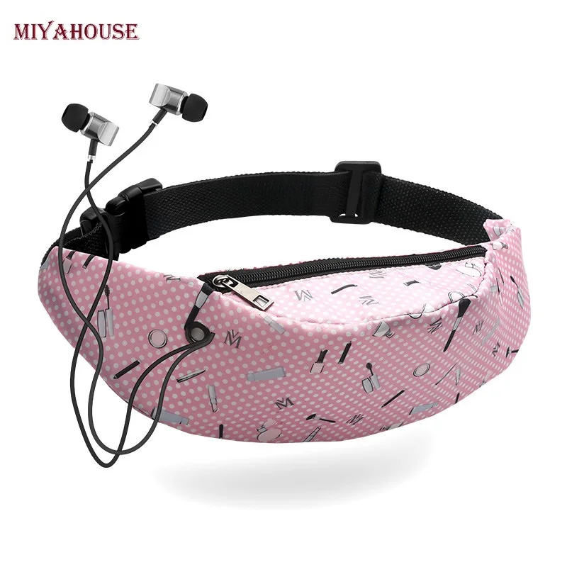 Miyahouse, Национальный принт с животными, сумки на пояс, женские, холщовые, цветочные, спортивные, поясные сумки для женщин, ремень для бега, карман с разъемом для наушников