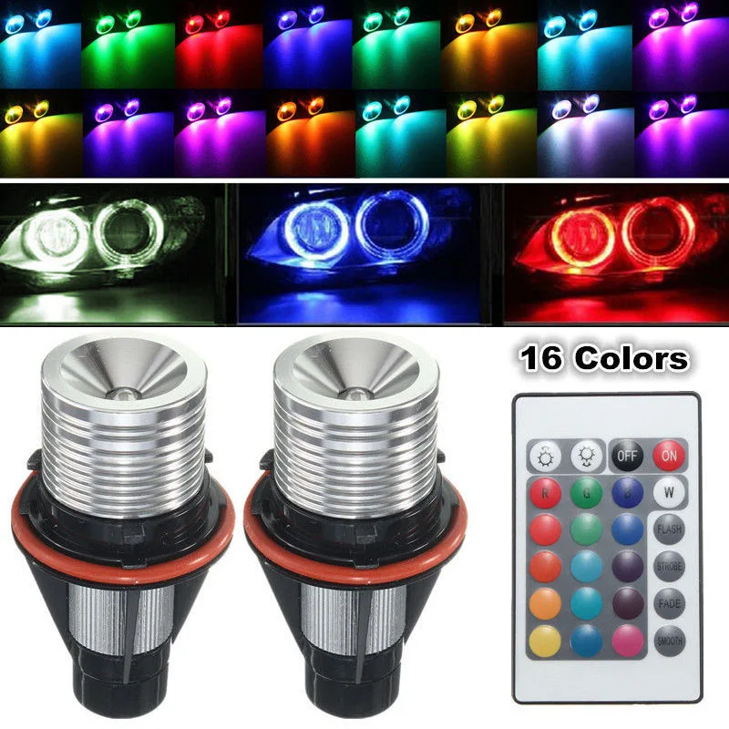 Для BMW E39 E60 E61 E63 E64 2 шт. RGB светодиодный мульти Цвет Ангельские глазки светильник