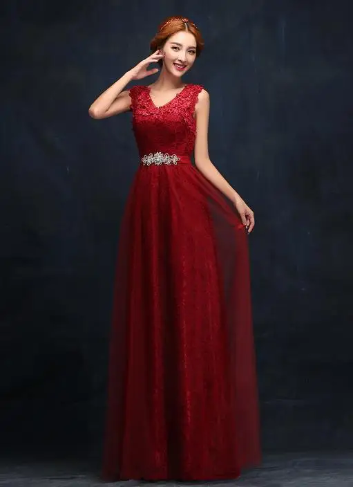 BANVASAC Elegant Sequined V Neck Lace Appliques A Line Long Evening Dresses Party Crystal Sash Backless Prom Gowns | Свадьбы и