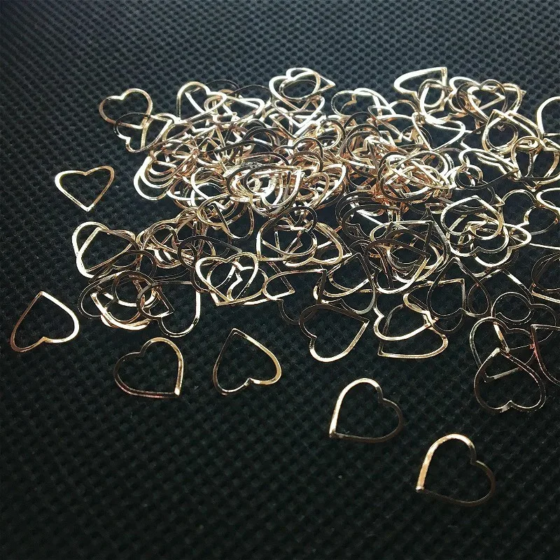 50 наклеек для дизайна ногтей с сердечками Rose Gold, милые трехмерные треугольные наклейки, гибридные японские металлические заклепки стимпанк, лунные украшения.