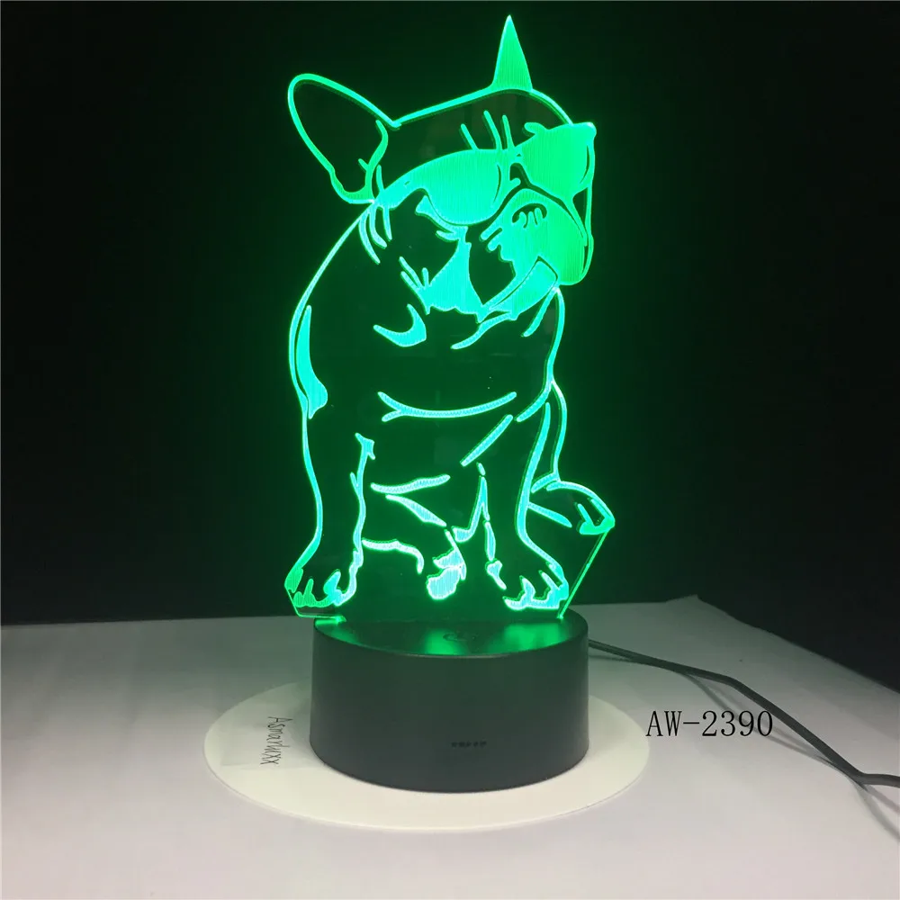 3D Французский бульдог светодиодный ночник для питомца щенка собаки с