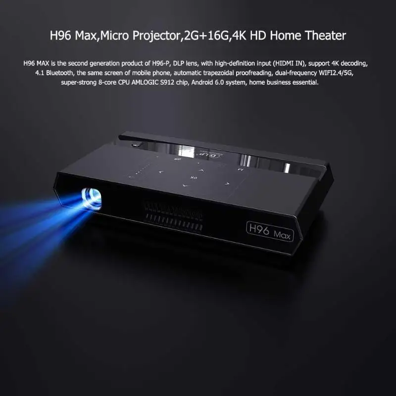 H96 Max S912 4 K голос проектор для android-устройств 2 GB 16 5 ГГц Wi-Fi RGB светодиодный DLP Android ТВ