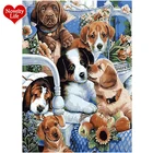 Новая картина из акрила с животными по номерам, собаки, ручная роспись, подарок, домашний декор, настенная Художественная Картина на холсте, украшение с рамкой