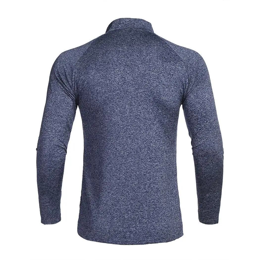 Men Fashion Round Neck Long Sleeve Solid Winter Spring Autumn Zipper Lightweight Casual Sporting T-shirt | Мужская одежда