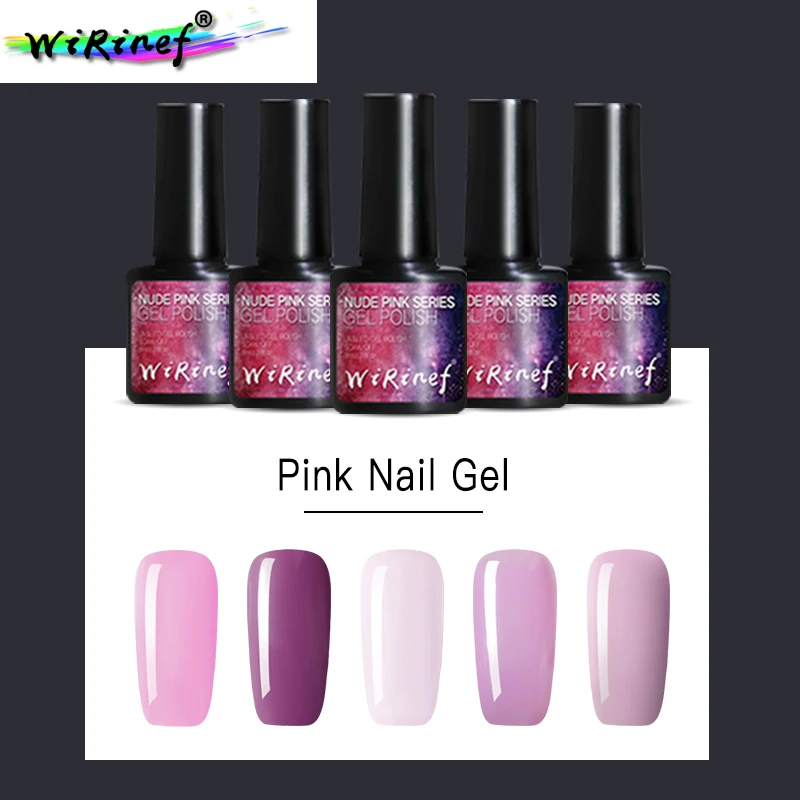 

WiRinef розовый Series 5 Однотонная одежда лак для ногтей Лаки длительный био-Гели Soak Off УФ гель-лаки для маникюра Лак для ногтей