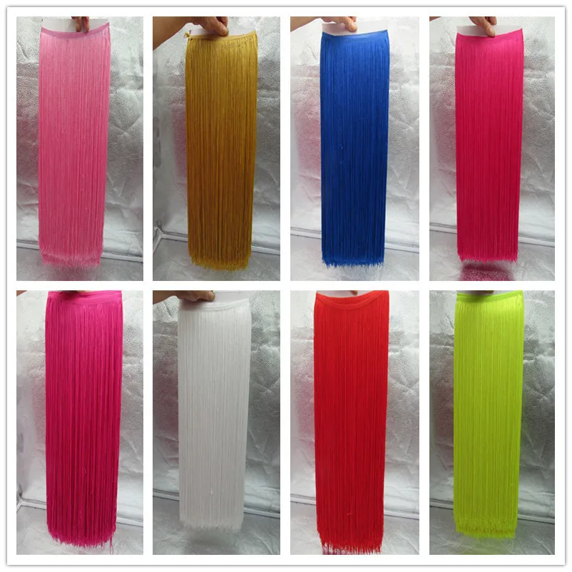 

wholesale 5 Meters 100cm Fringe Tassel Trimming Lace Latin Dress Macrame Samba Dance Clothing Lace Polyester Single Band width