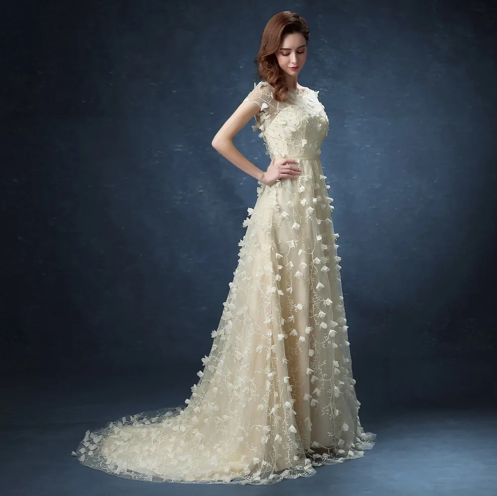 Женское вечернее платье Vivian's Bridal милое Сетчатое с 3d цветочной аппликацией и