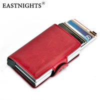 eastnights credit card holder rfid card wallet metal and pu leather id card holder bank card case for women and men twb031