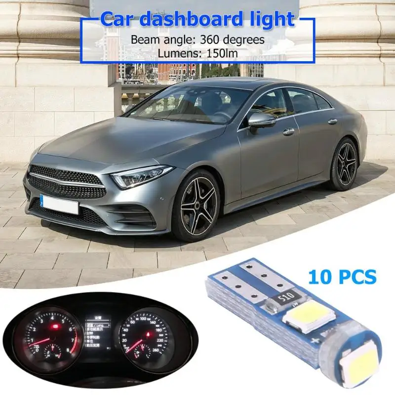 Светодиодный светильник для салона автомобиля 10 шт. 12 В T5 3 SMD3030 лампа приборной