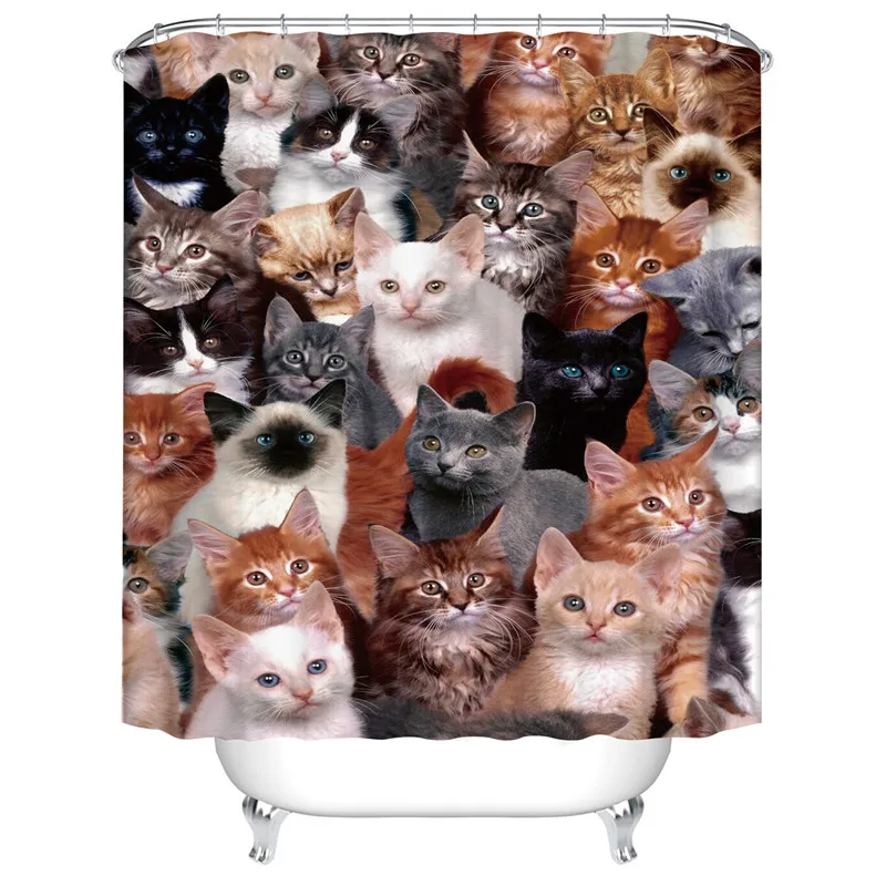 Новинка 2019 занавески для душа в виде милой собаки и кошки водонепроницаемые
