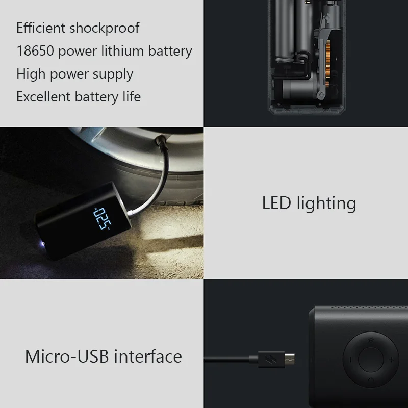 Электрический воздушный насос Xiaomi умный перезаряжаемый цифровой датчик