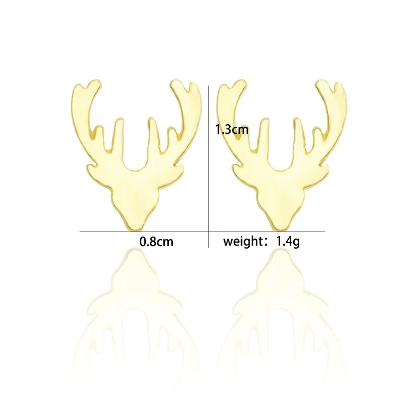 

Lovely Reindeer Moose Deer Antler Earrings For Women trendy Gold Metal Animal Earings Jewelry Drop Shipping Brincos