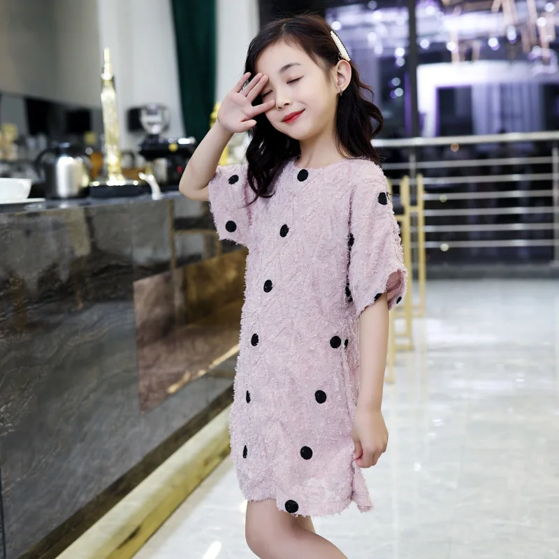 Children's Garment 2019 Girls Summer Short Sleeve Polka Dot Printing Princess Dress | Детская одежда и обувь