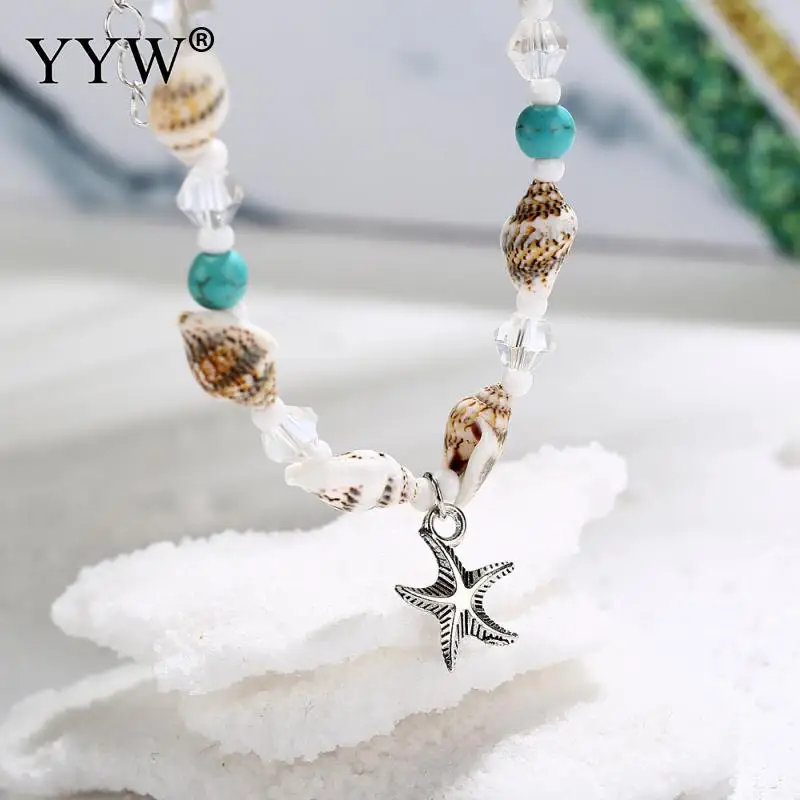 YYW 2019 новый модный ножной браслет в форме морской звезды с бирюзой и белой