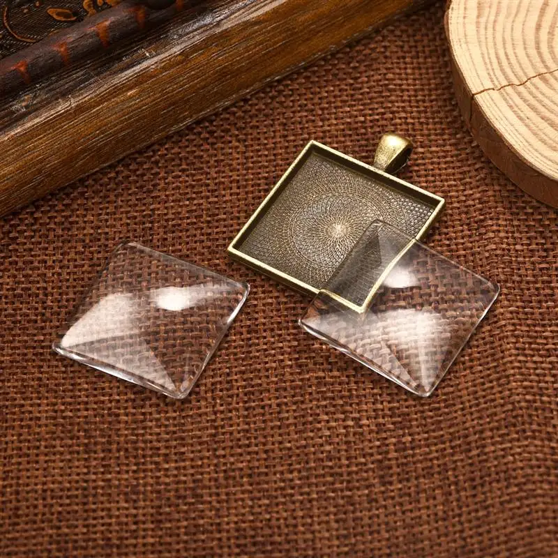 5 шт. квадратное ожерелье основа Подвески Подходит 25 мм стекло Cabochons кулоны в