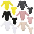 Комбинезон для новорожденных девочек, хлопковый однотонный топ, карамельные цвета, удобная одежда, 12 цветов