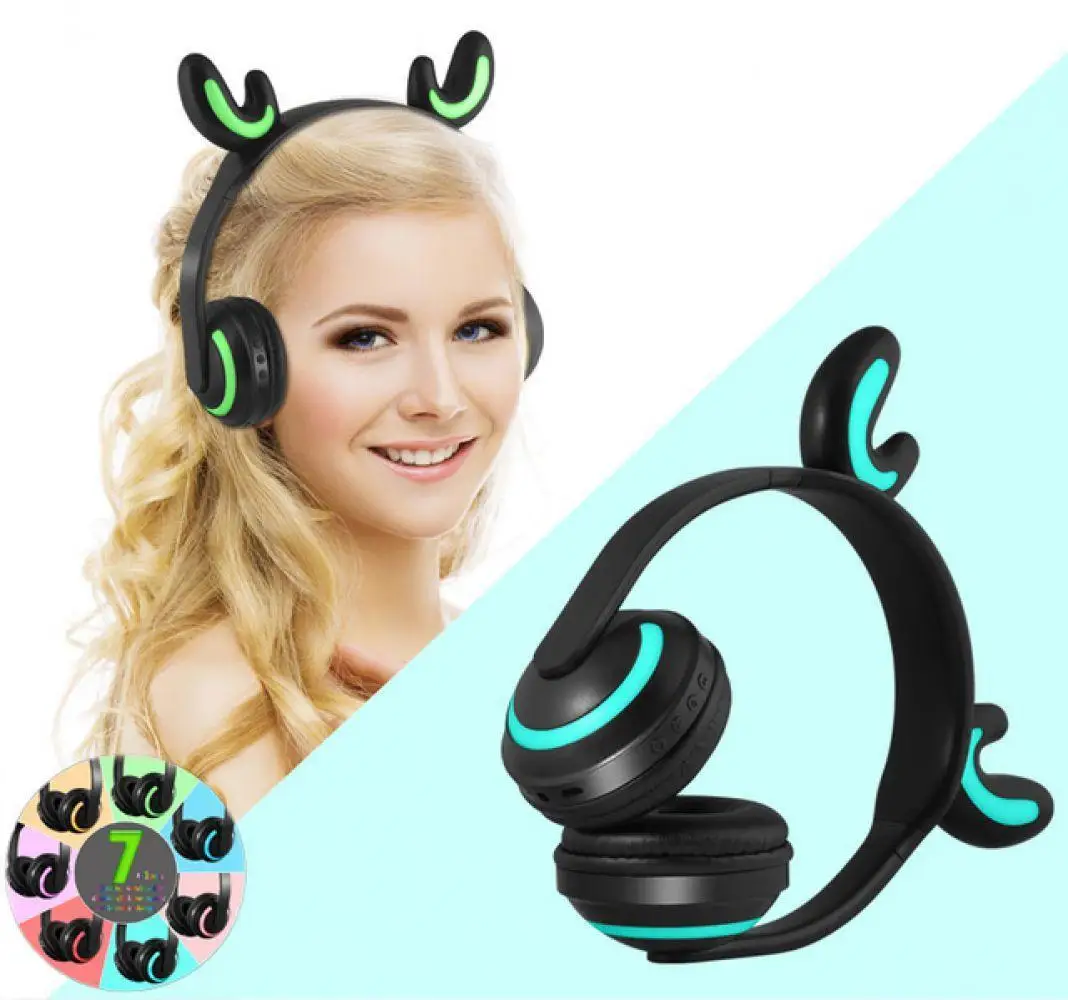 Кролик Игровые наушники светящиеся Bluetooth носки с ушками и изображением котика