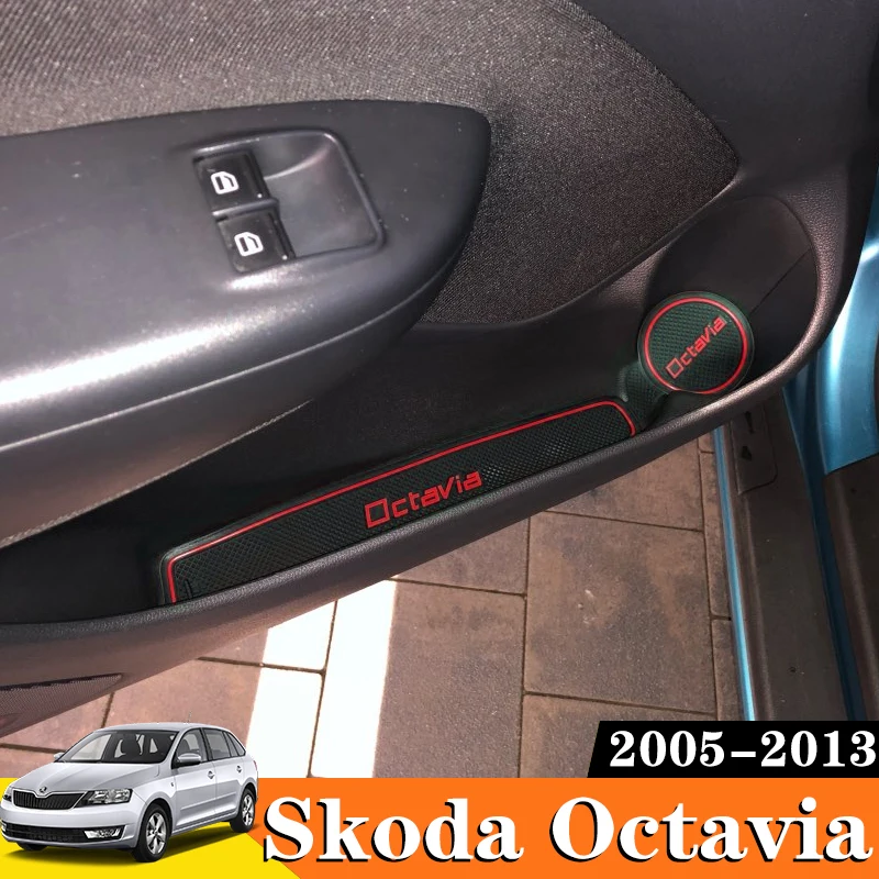 8X Car Accessories Inner Gate Slot Pad Non-Slip Cup Mats Anti Slip Door Groove Mat For Skoda Octavia A5 2005 2007 - 2013 MK2 1Z |