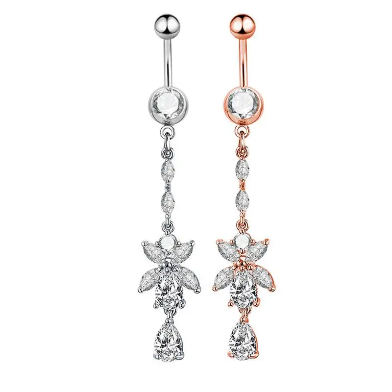 Новый пирсинг пупка (single) цветок Тип лошадь цирконовый глаз кольцо