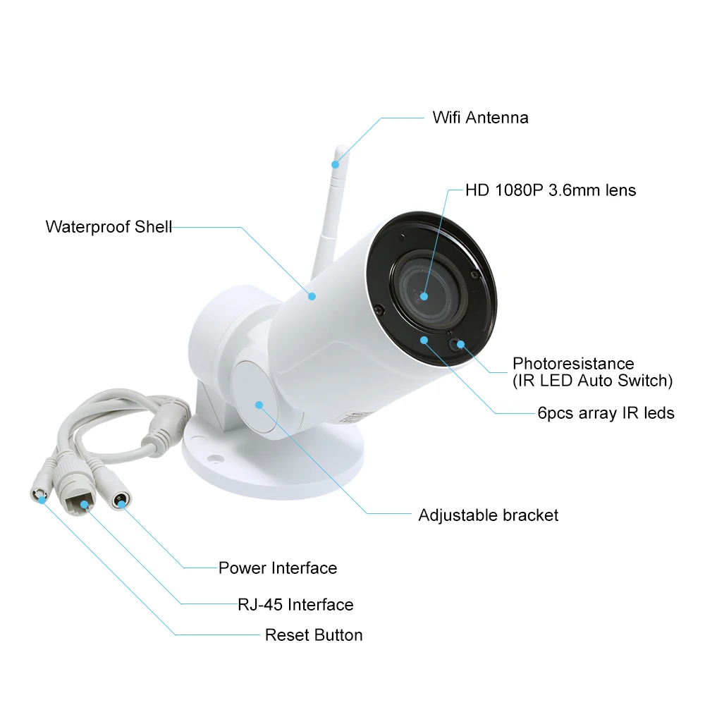 1080P HD Bullet WIFI камера PTZ наружная Всепогодная Беспроводная ip 2.0MP 3 6 мм шт. ИК