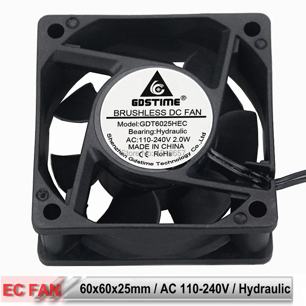 200 шт. Gdstime EC Вентилятор охлаждения AC 110 в 120 220 240 В 2 провода 60 мм x 25 6 см