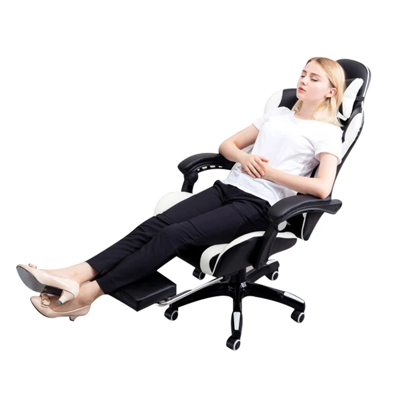 Компьютерное кресло для Интернет-кафе лежащее офисное с подставкой ног Гоночное