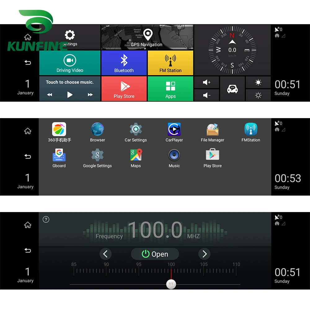 KUNFINE 10 &quotAndroid GPS Navi видеорегистратор Автомобильный зеркальный двойная камера