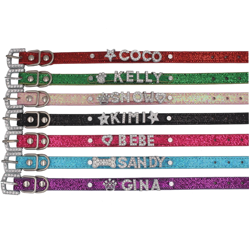 Bling Personalized Pet Dog Collar Rhinestone Customized Free Name Diamond Bucklet XS S M L | Дом и сад